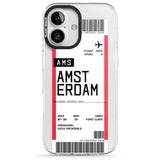 iPhone 16 Pro Max Personalised Amsterdam Boarding Pass Black Impact Phone Case