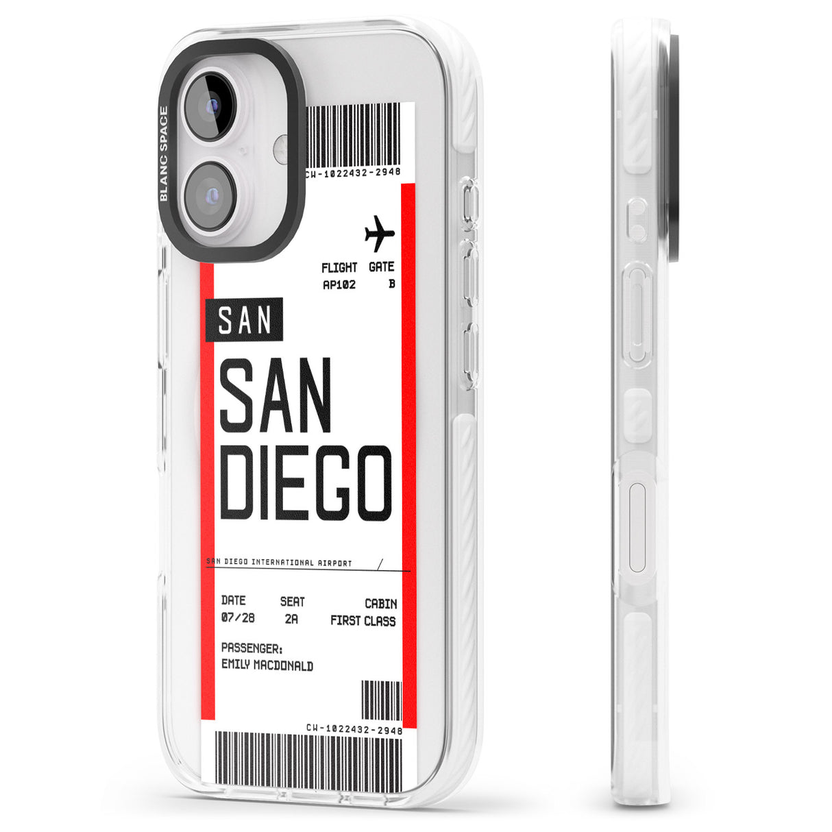 iPhone 16 Pro Max Personalised San Diego Boarding Pass Black Impact Phone Case