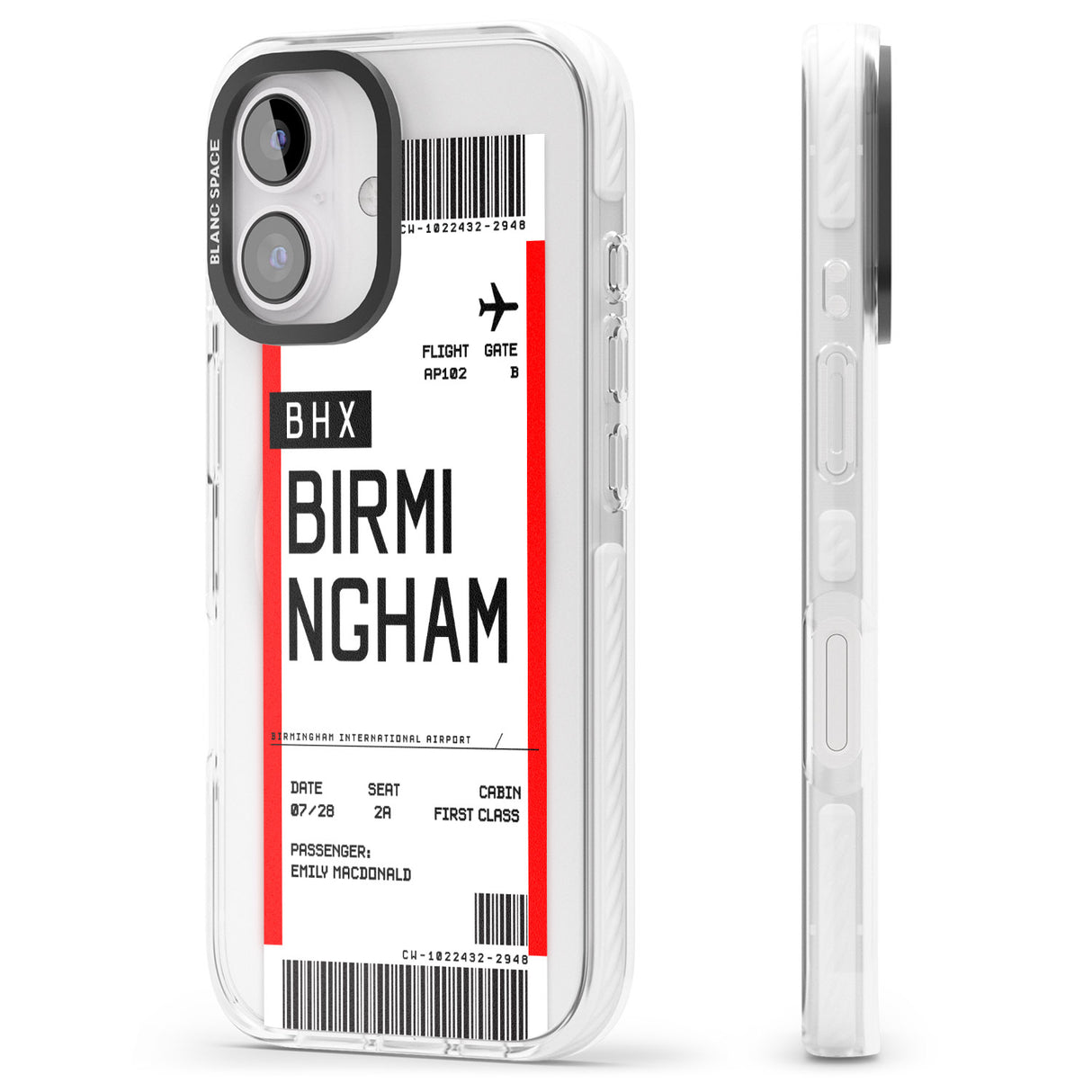 iPhone 16 Pro Max Personalised Birmingham Boarding Pass Black Impact Phone Case