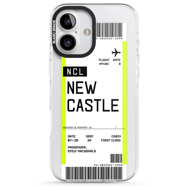 iPhone 16 Pro Max Personalised Newcastle Boarding Pass Black Impact Phone Case