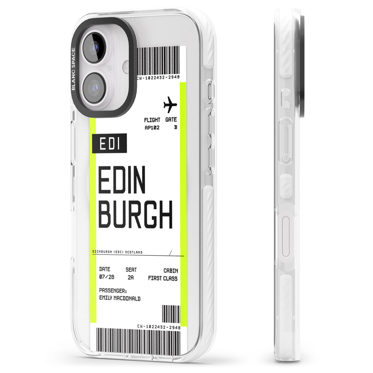 iPhone 16 Pro Max Personalised Edinburgh Boarding Pass Black Impact Phone Case