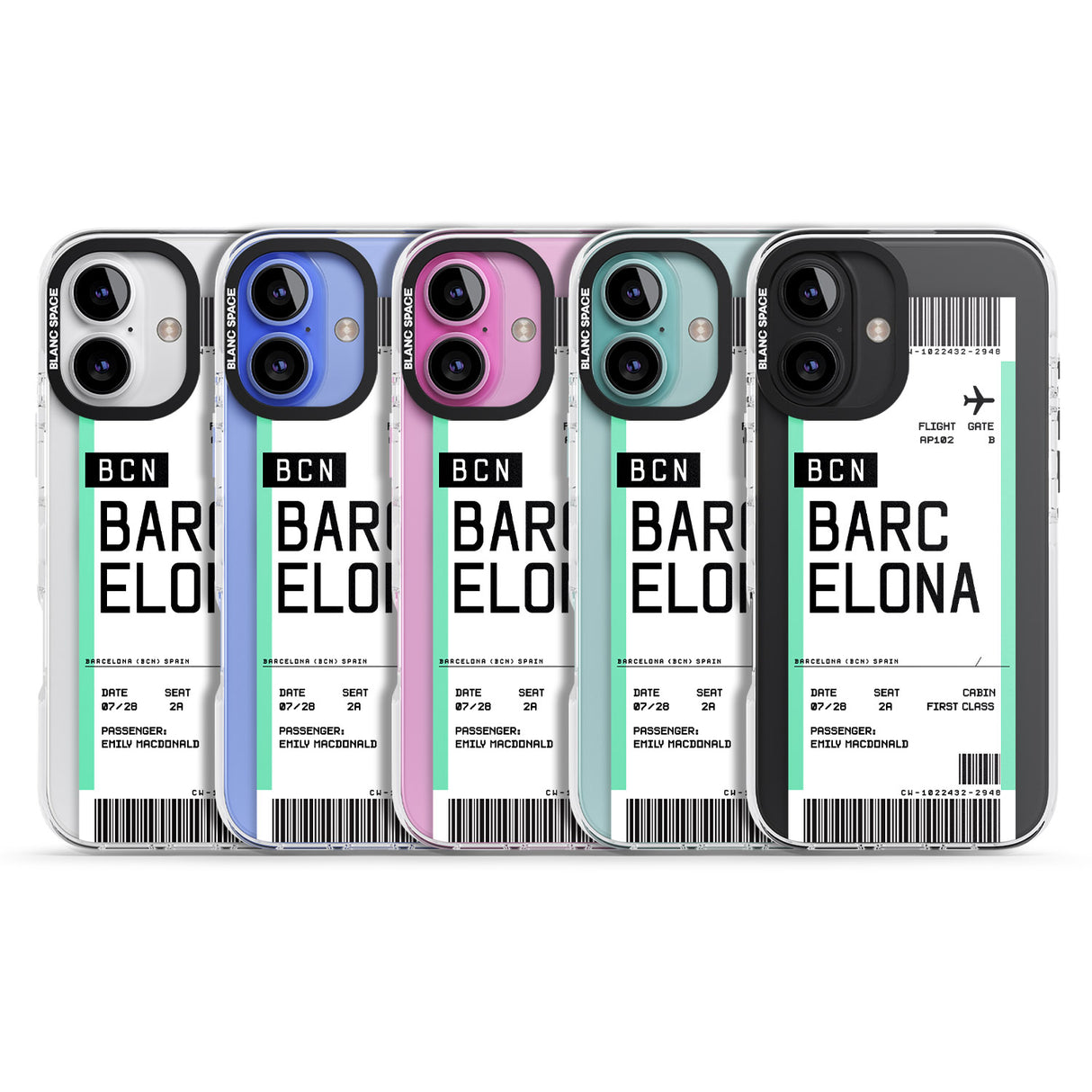 iPhone 16 Pro Max Personalised Barcelona Boarding Pass Black Impact Phone Case