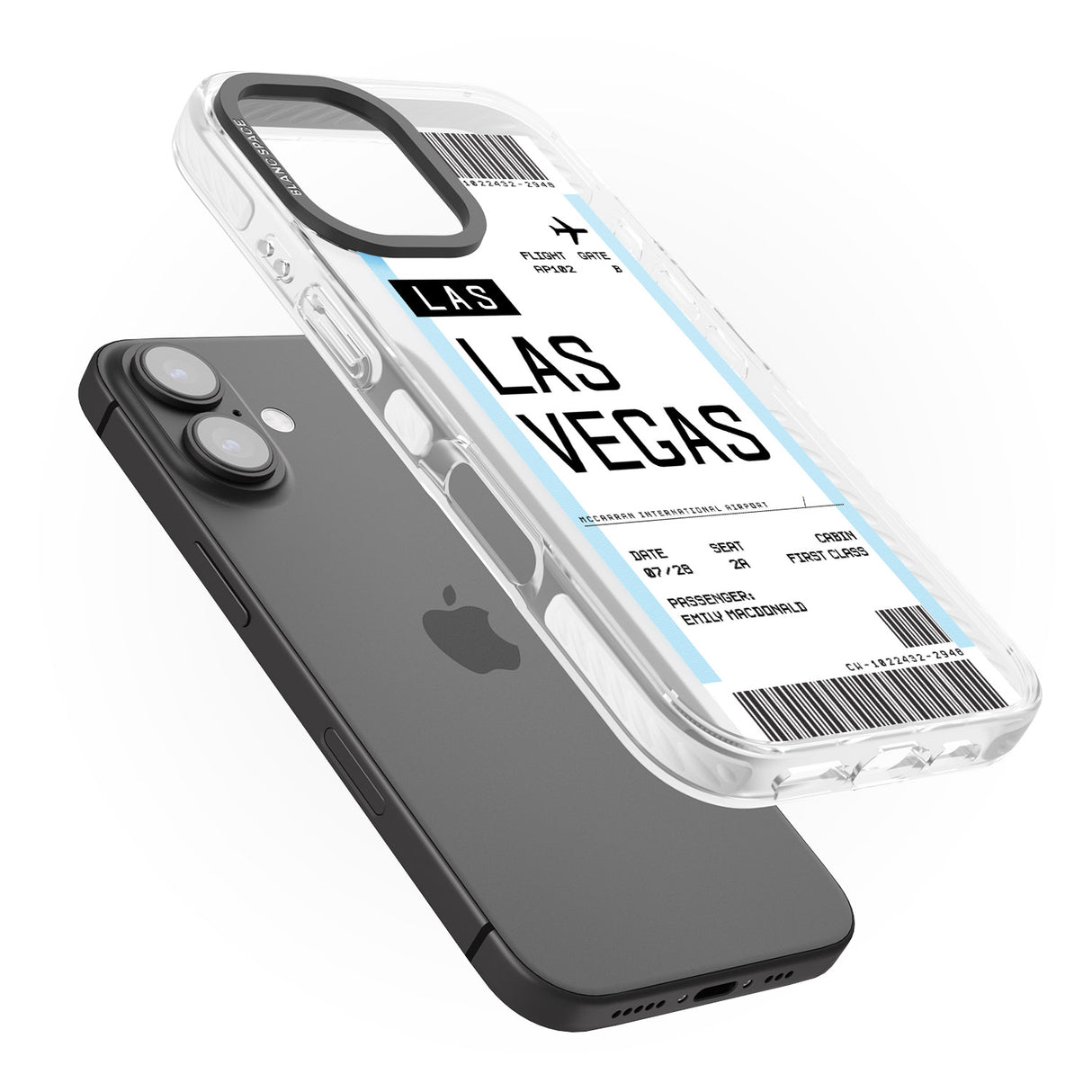 iPhone 16 Pro Max Personalised Las Vegas Boarding Pass Black Impact Phone Case