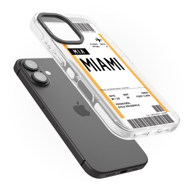 iPhone 16 Pro Max Personalised Miami Boarding Pass Black Impact Phone Case