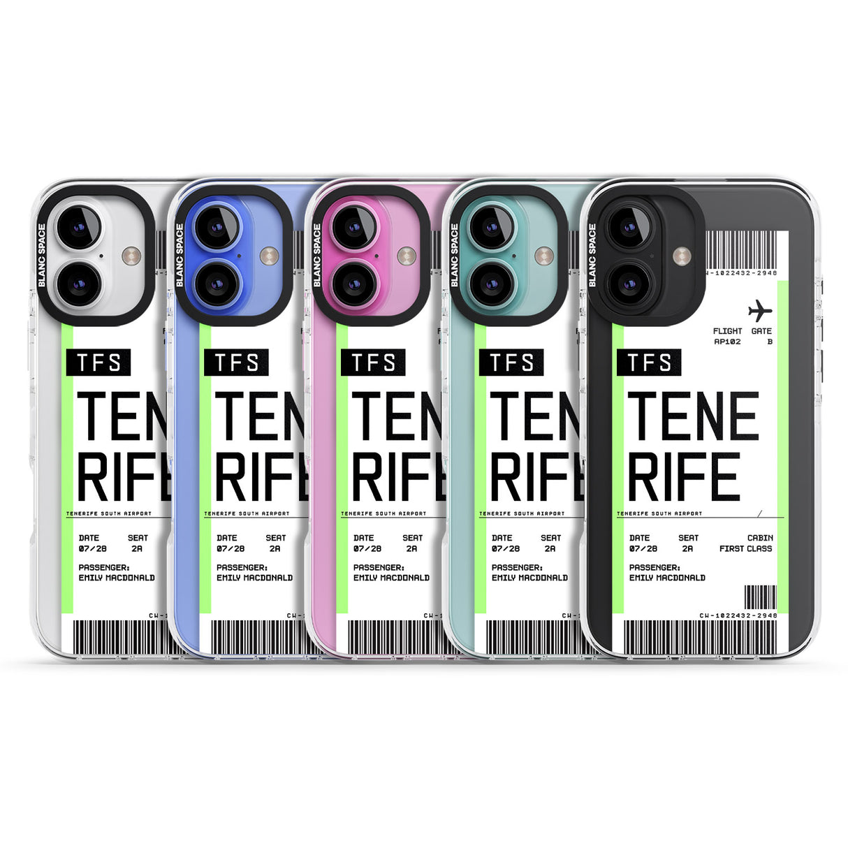 iPhone 16 Pro Max Personalised Tenerife Boarding Pass Black Impact Phone Case