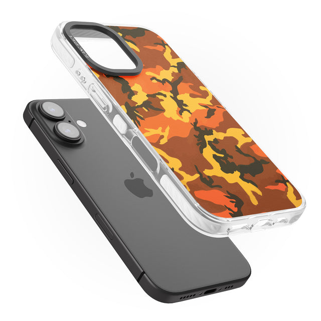 iPhone 16 Pro Max Orange Camo Black Impact Phone Case