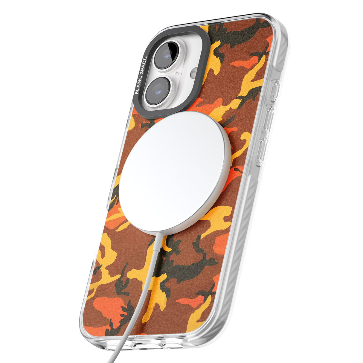 iPhone 16 Pro Max Orange Camo Black Impact Phone Case