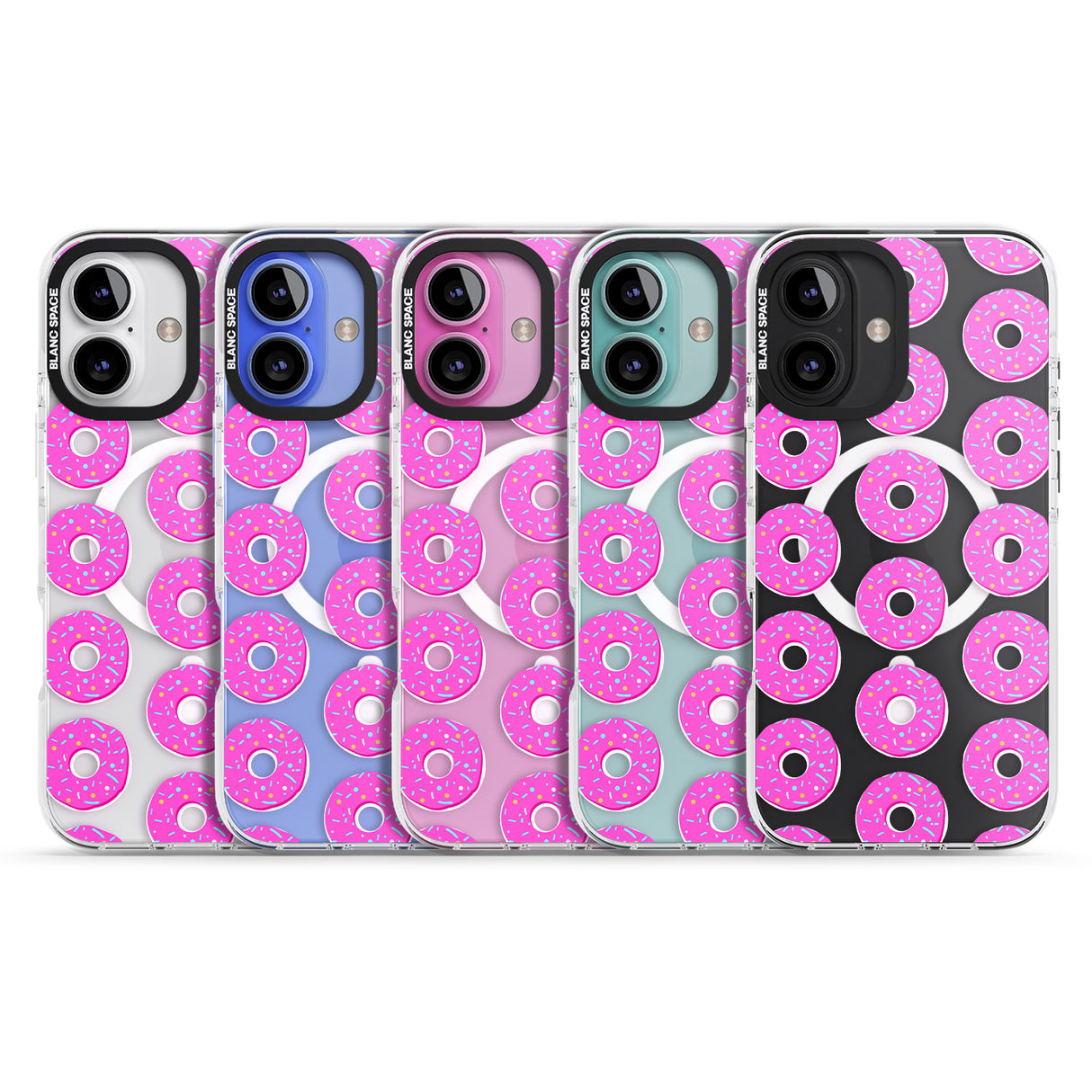 iPhone 16 Pro Max Pink Donut Pattern Black Impact Phone Case