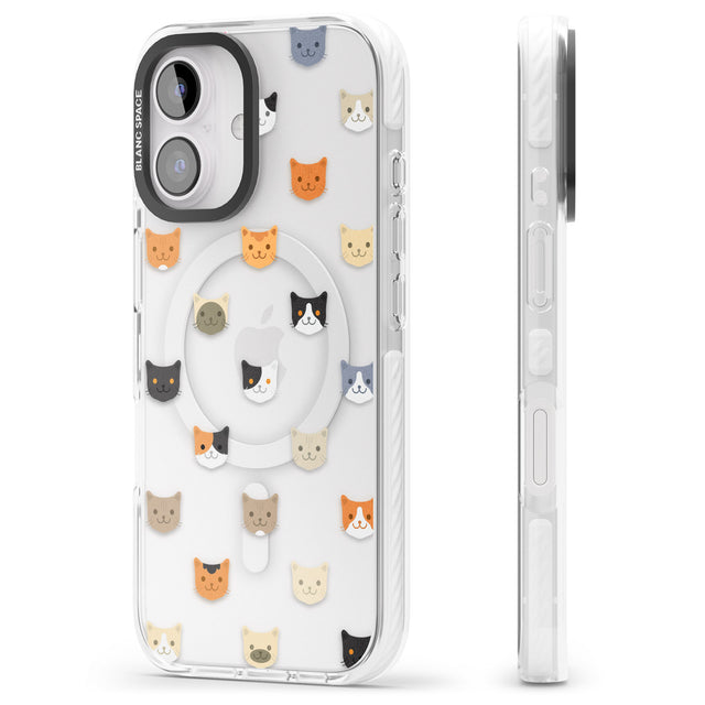 iPhone 16 Pro Max Cute Cat Face Transparent Black Impact Phone Case