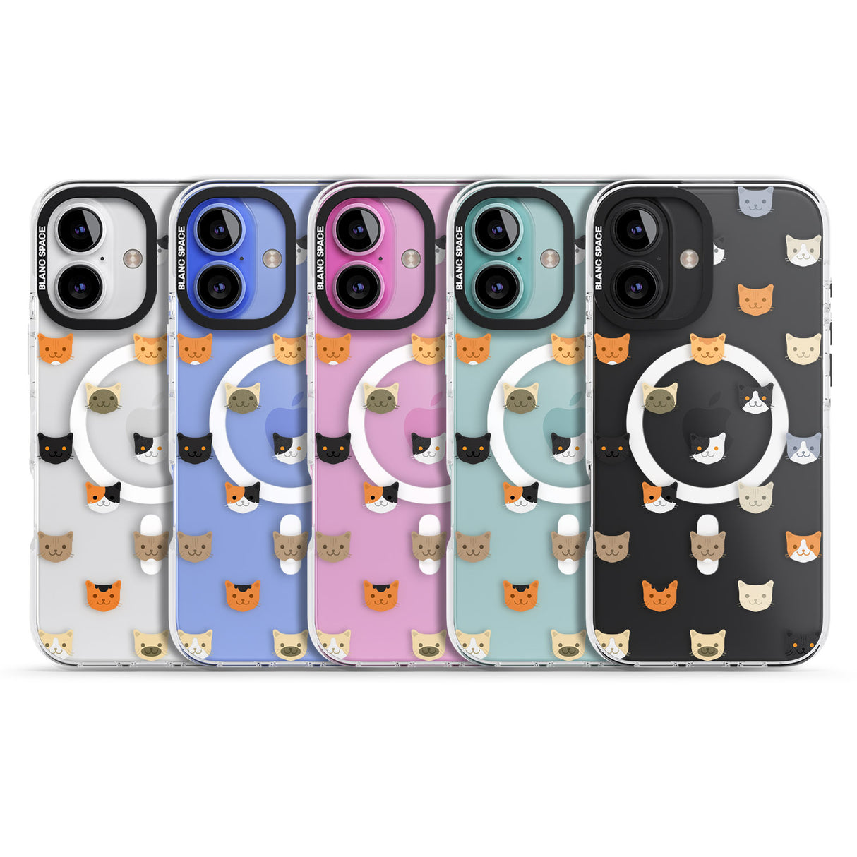 iPhone 16 Pro Max Cute Cat Face Transparent Black Impact Phone Case