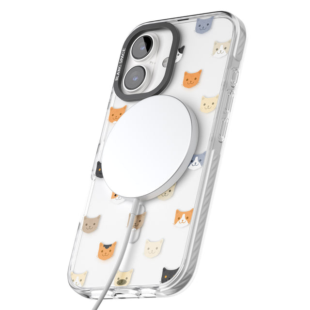 iPhone 16 Pro Max Cute Cat Face Transparent Black Impact Phone Case