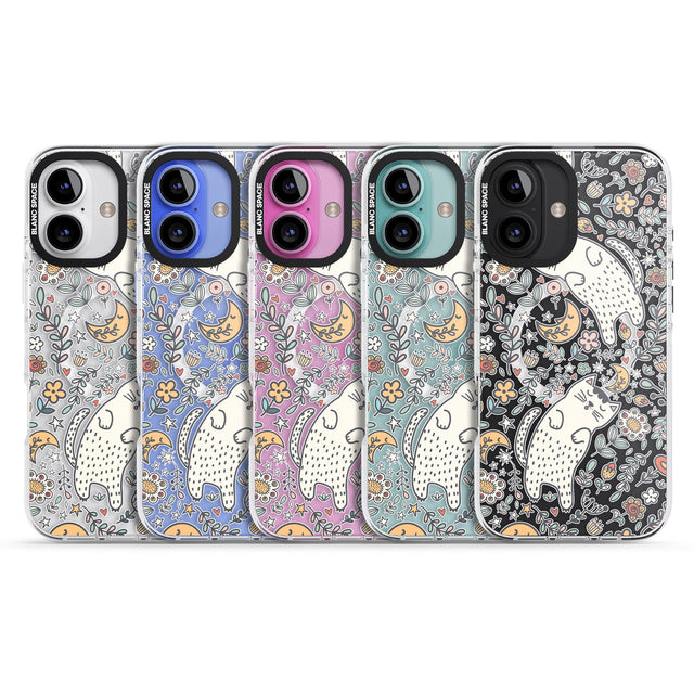 iPhone 16 Pro Max Sleeping Cat Pattern Black Impact Phone Case