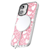 iPhone 16 Pro Max Chalk Hearts Black Impact Phone Case