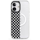 iPhone 16 Pro Max Checker: Half Black Check on Clear Black Impact Phone Case