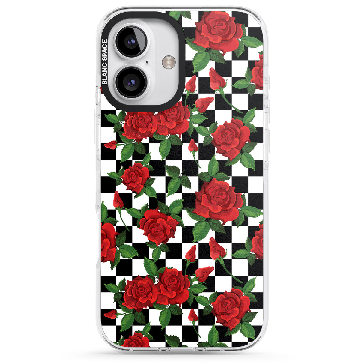 Checkered Pattern & Red Roses