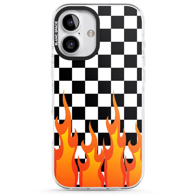 iPhone 16 Pro Max Checkered Fire Black Impact Phone Case