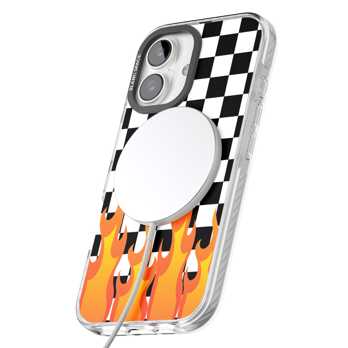 iPhone 16 Pro Max Checkered Fire Black Impact Phone Case