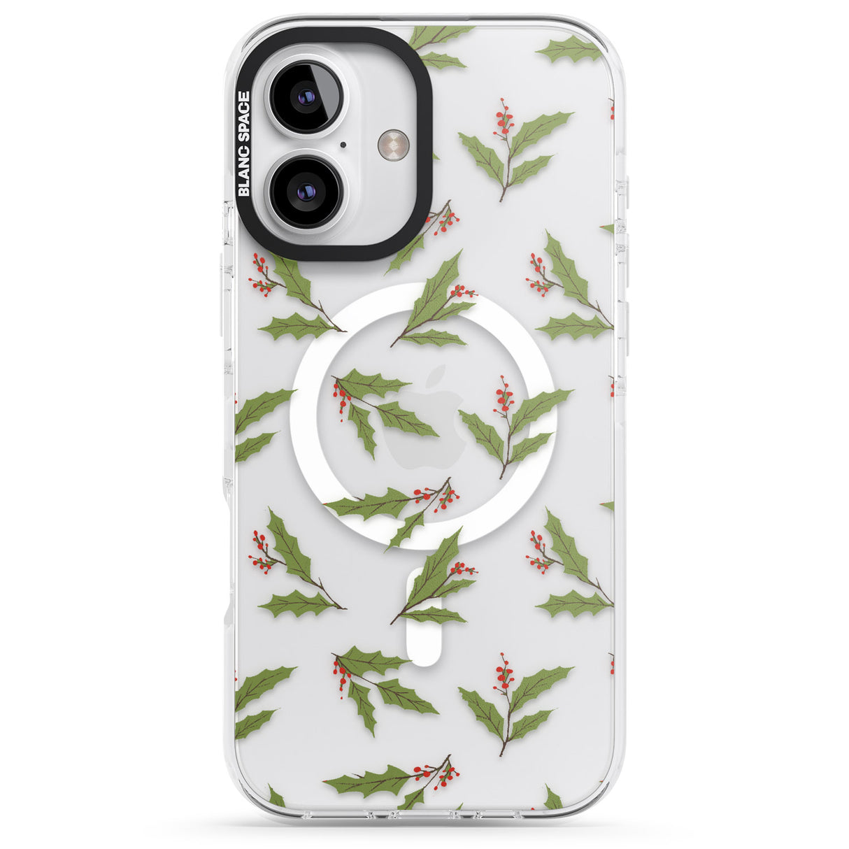 iPhone 16 Pro Max Christmas Holly Pattern Black Impact Phone Case