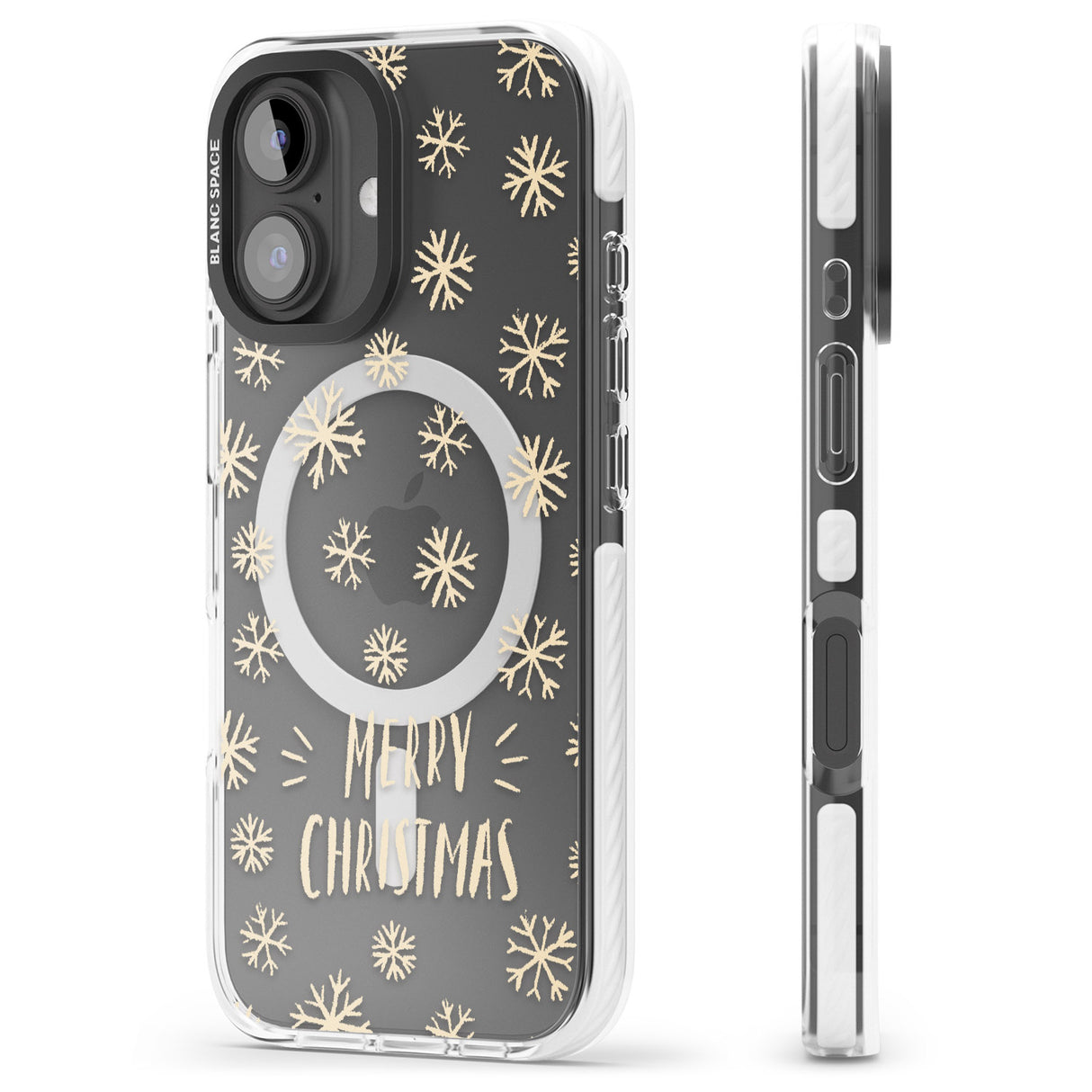 iPhone 16 Pro Max Christmas Snowflake Pattern Black Impact Phone Case