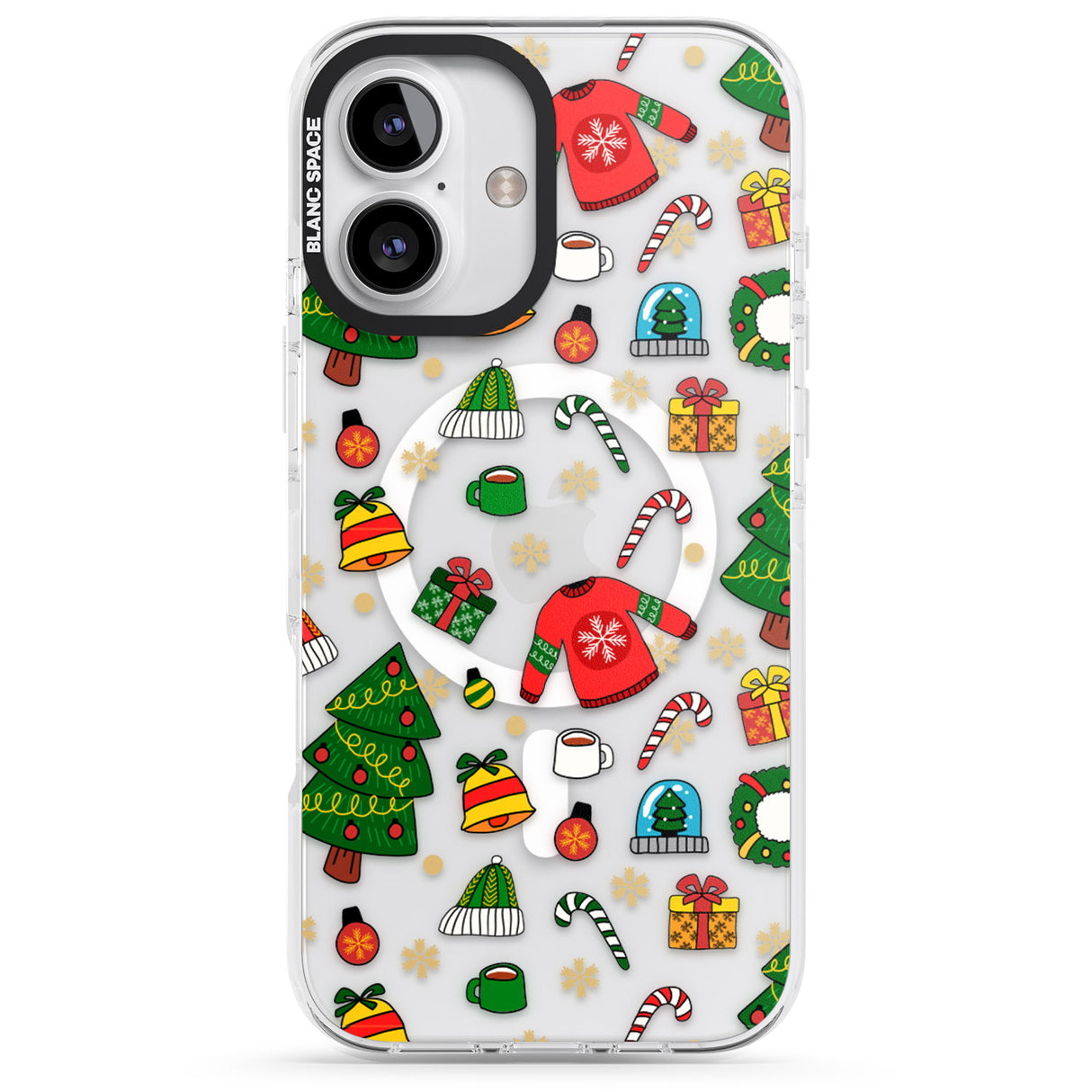 iPhone 16 Pro Max Christmas Mixture Pattern Black Impact Phone Case