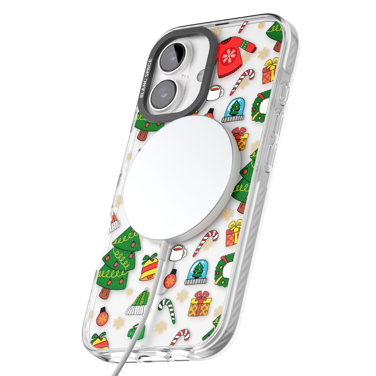 iPhone 16 Pro Max Christmas Mixture Pattern Black Impact Phone Case