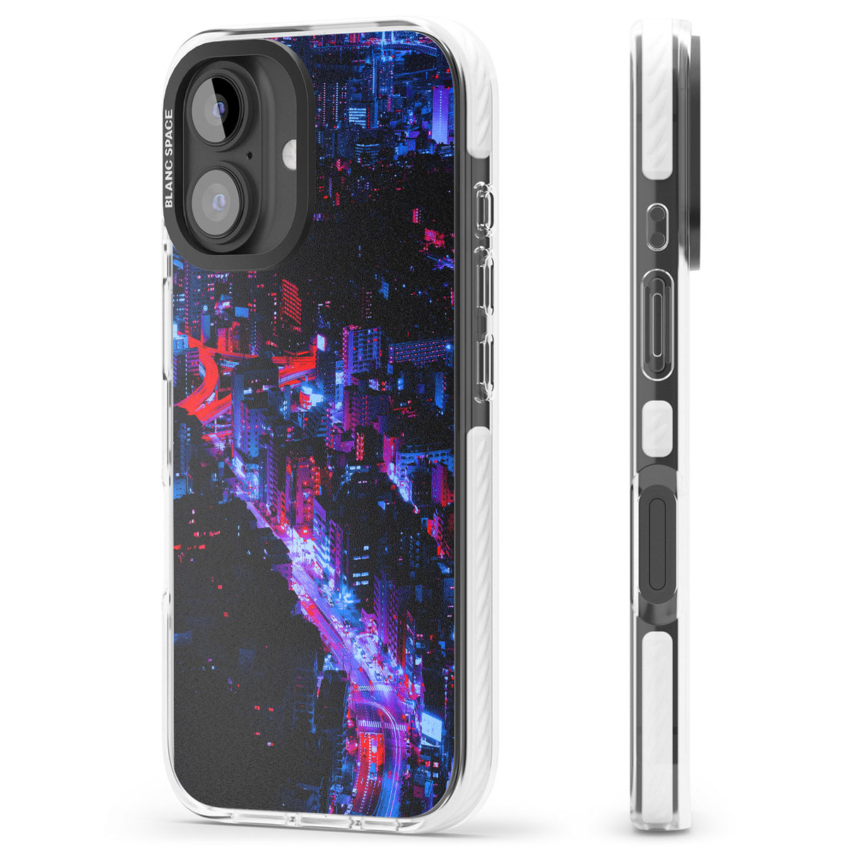 iPhone 16 Pro Max Arial City View - Neon Cities Photographs Black Impact Phone Case