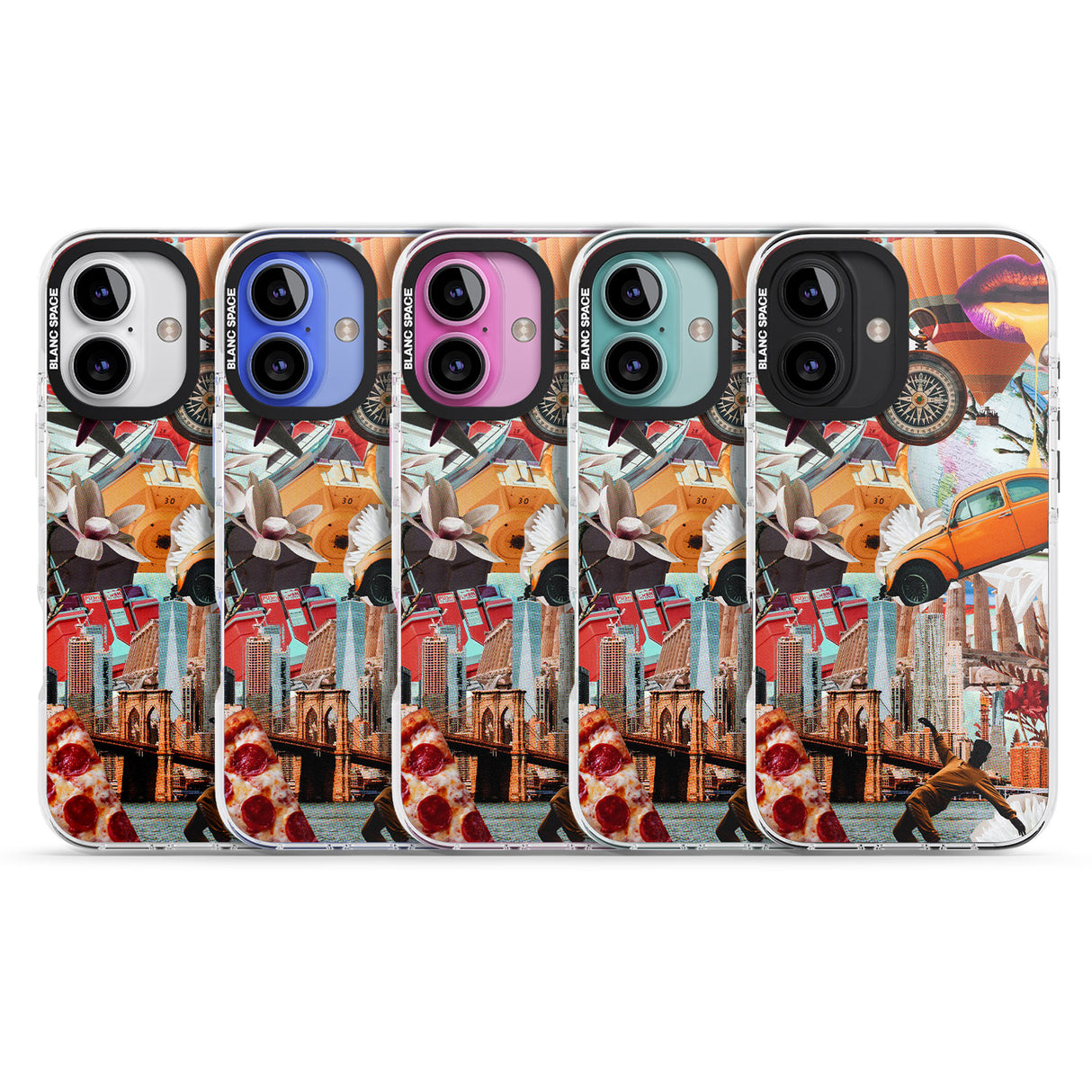 iPhone 16 Pro Max Vintage Collage: New York Mix Black Impact Phone Case