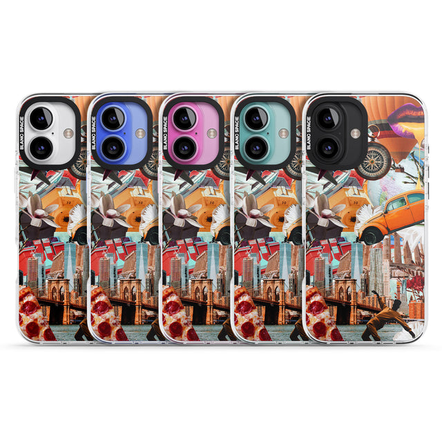 iPhone 16 Pro Max Vintage Collage: New York Mix Black Impact Phone Case