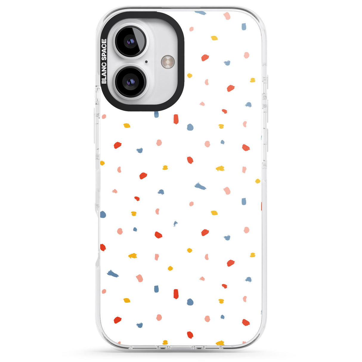 iPhone 16 Pro Max Confetti Print on Solid White Black Impact Phone Case