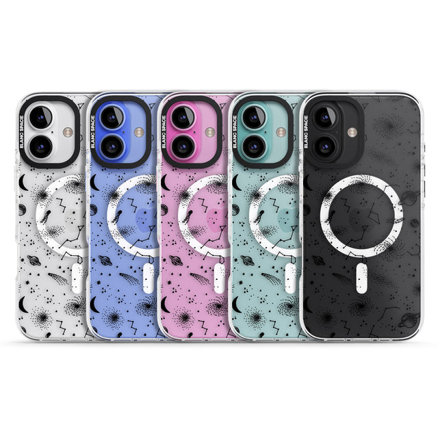 iPhone 16 Pro Max Mixed Galaxy Pattern Black Impact Phone Case