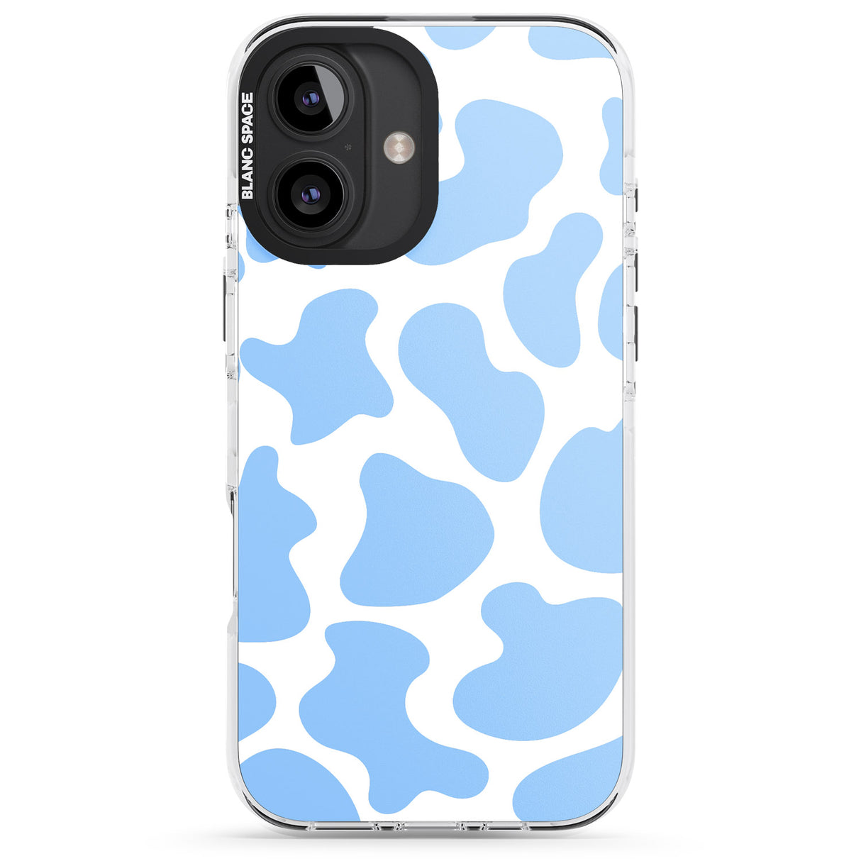 iPhone 16 Pro Max Blue and White Cow Print Black Impact Phone Case