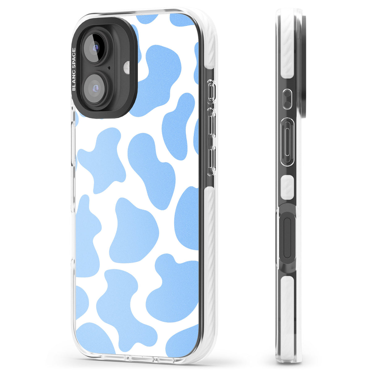 iPhone 16 Pro Max Blue and White Cow Print Black Impact Phone Case