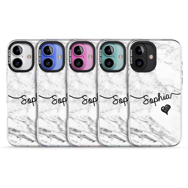 iPhone 16 Pro Max White Marble Black Impact Phone Case