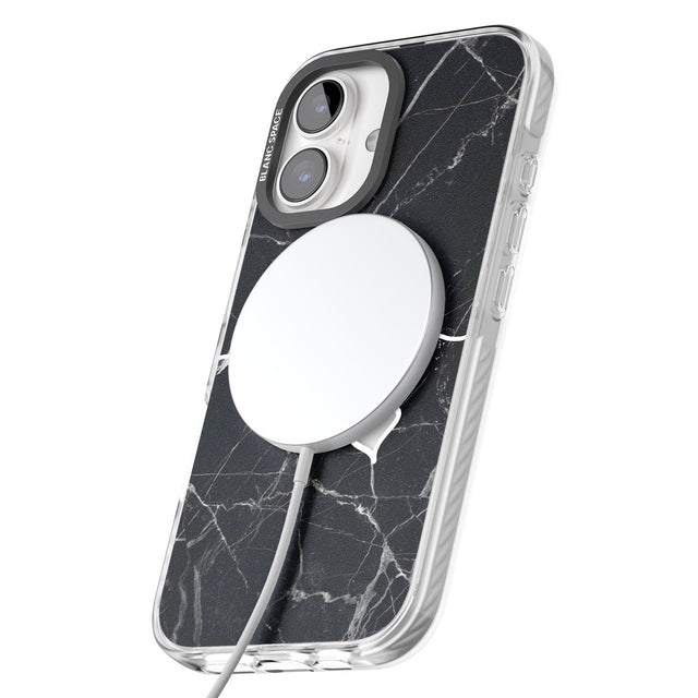 iPhone 16 Pro Max Black Marble Black Impact Phone Case