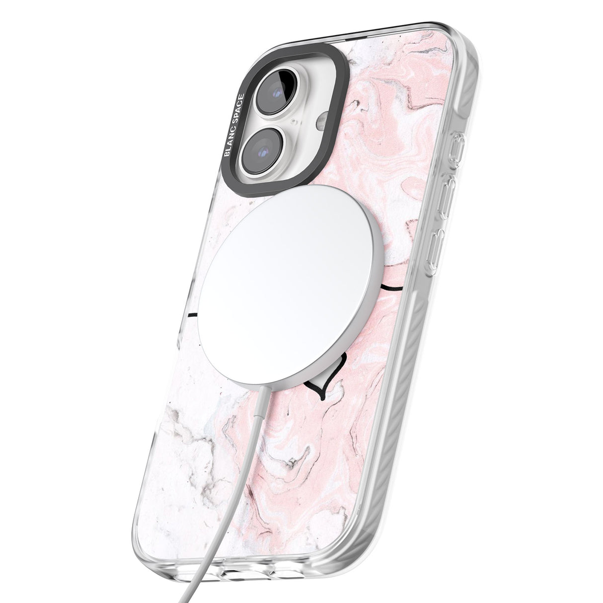 iPhone 16 Pro Max Pink Marble Black Impact Phone Case