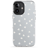 iPhone 16 Pro Max Painted Daisy Blue-Grey Cute Black Impact Phone Case