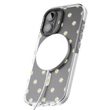 iPhone 16 Pro Max Daisy Pattern Transparent Cute Floral Black Impact Phone Case