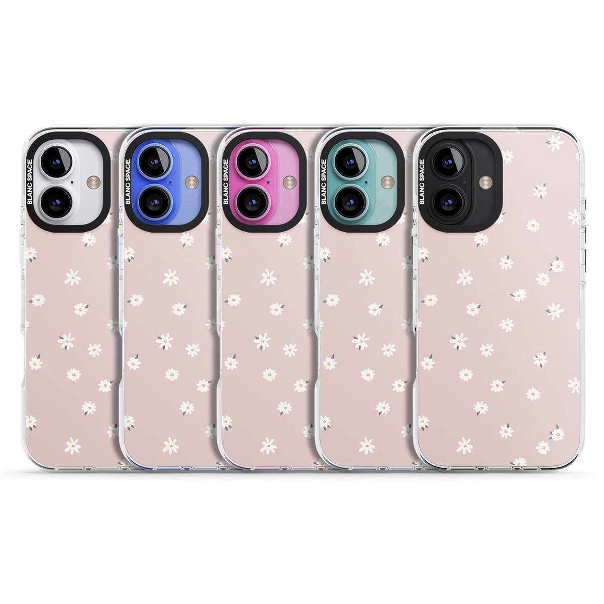 iPhone 16 Pro Max Painted Daises on Pink Black Impact Phone Case