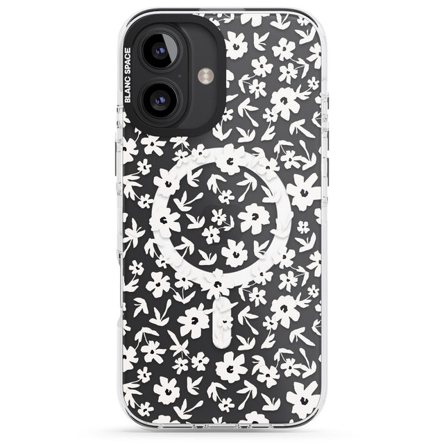 iPhone 16 Pro Max Floral Print on Transparent Black Impact Phone Case