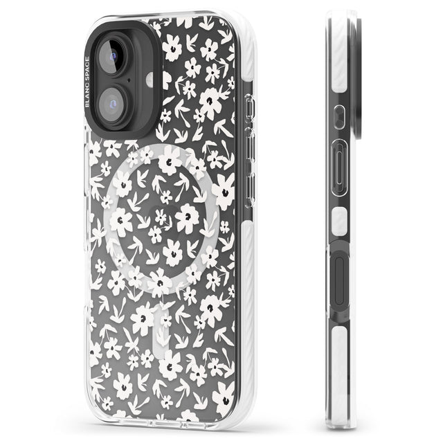 iPhone 16 Pro Max Floral Print on Transparent Black Impact Phone Case