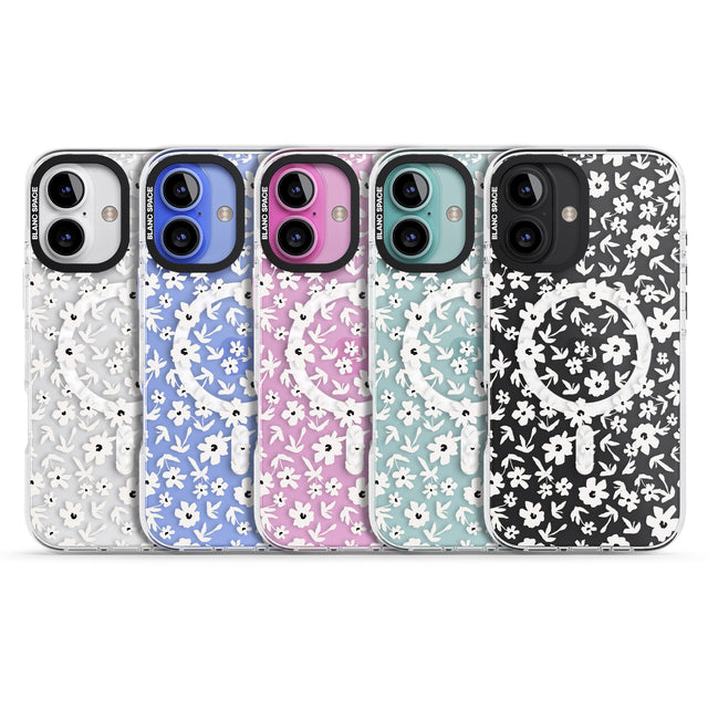 iPhone 16 Pro Max Floral Print on Transparent Black Impact Phone Case