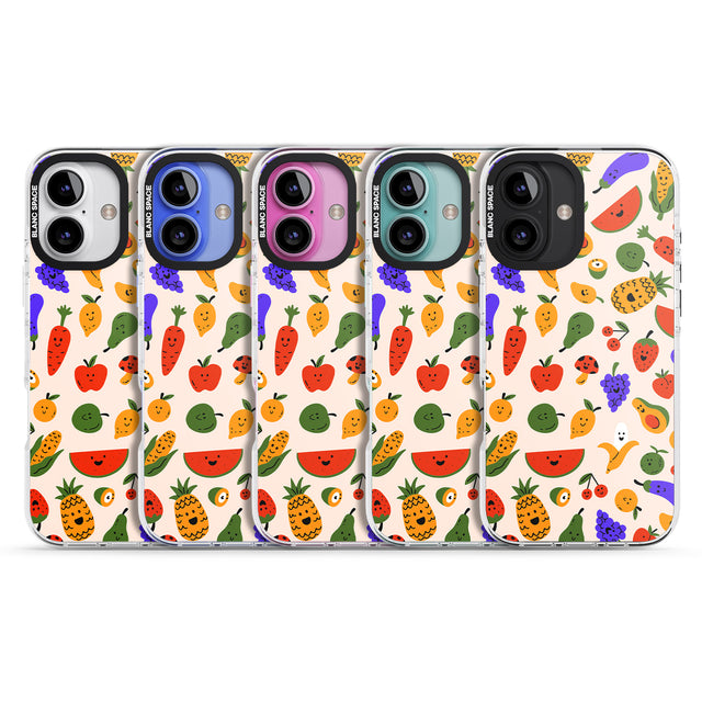 iPhone 16 Pro Max Mixed Kawaii Food Icons - Solid Black Impact Phone Case