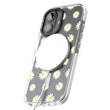 iPhone 16 Pro Max White Daisy Pattern (Clear) Black Impact Phone Case