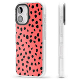 iPhone 16 Pro Max Black on Salmon Pink Dalmatian Polka Dot Spots Black Impact Phone Case