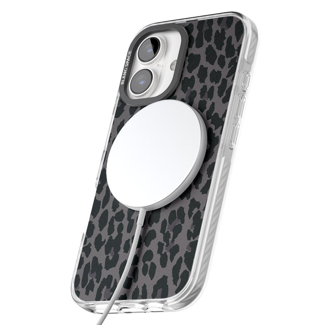 iPhone 16 Pro Max Dark Animal Print Pattern Large Leopard Black Impact Phone Case