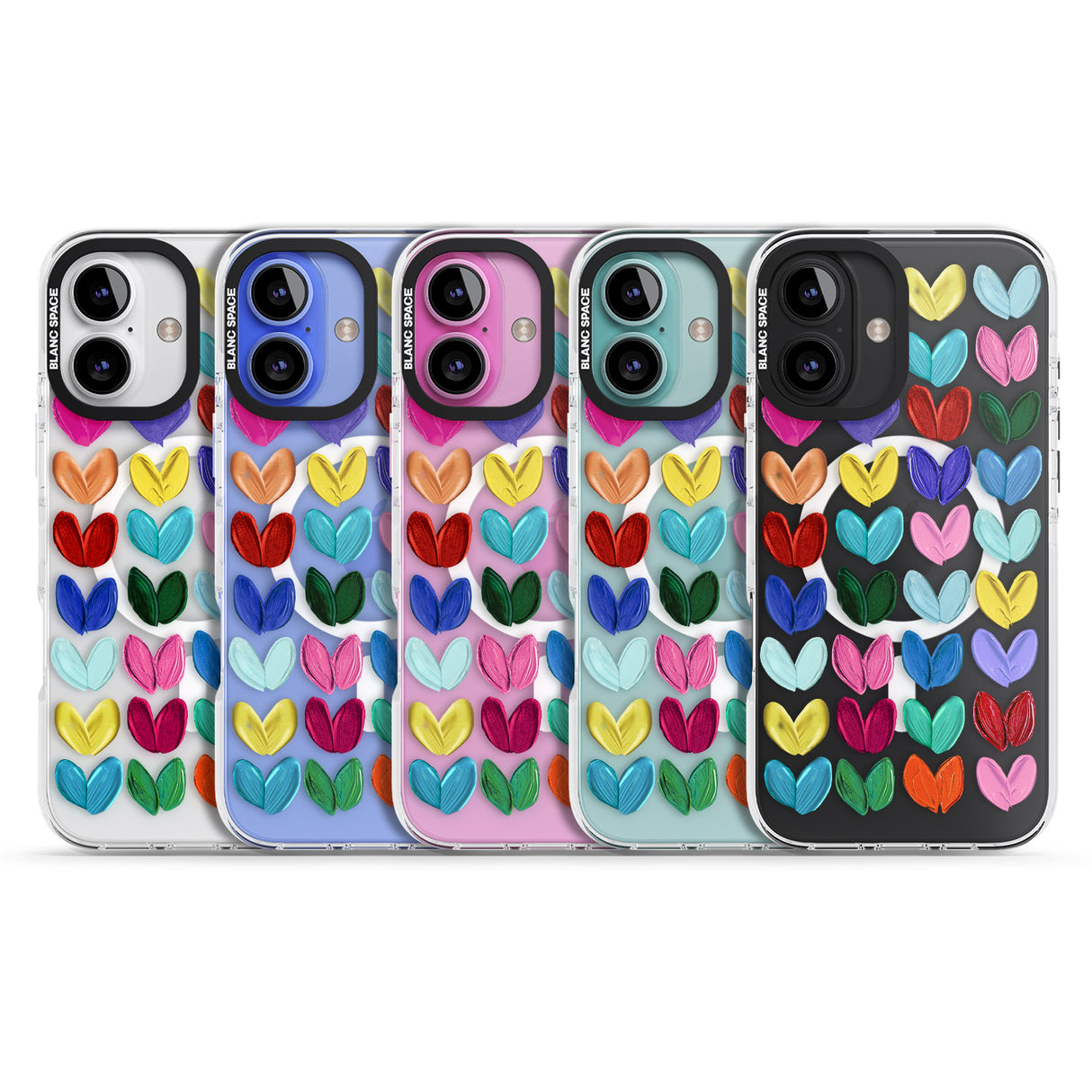 iPhone 16 Pro Max Oil Painted Hearts Black Impact Phone Case