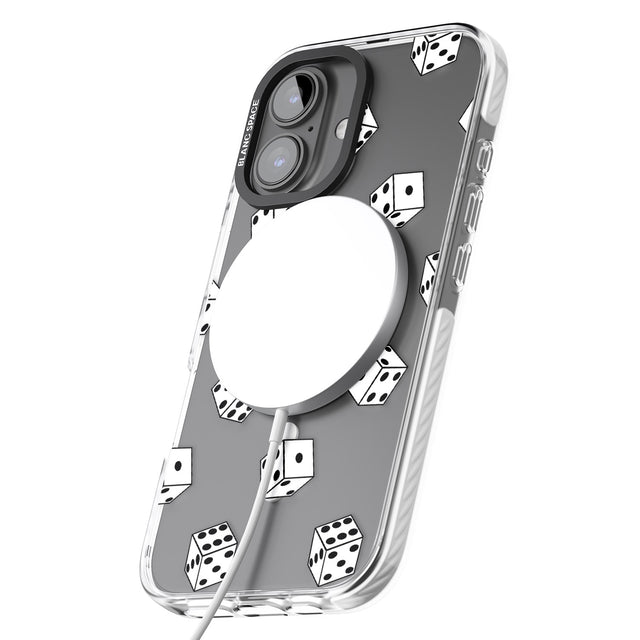 iPhone 16 Pro Max Clear Dice Pattern Black Impact Phone Case