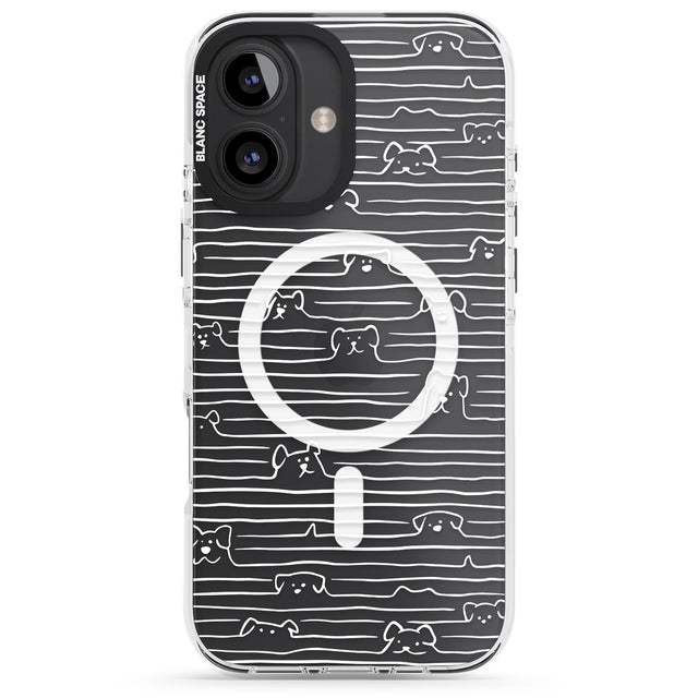 iPhone 16 Pro Max Dog Line Art - White Black Impact Phone Case