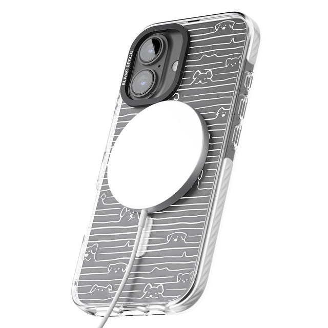 iPhone 16 Pro Max Dog Line Art - White Black Impact Phone Case