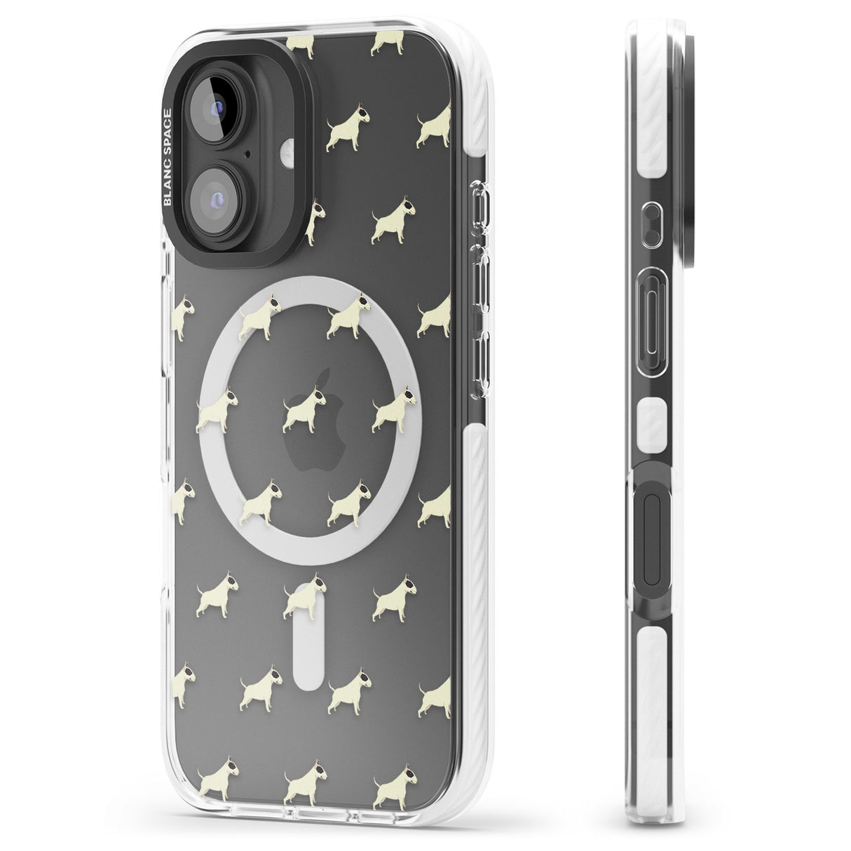 iPhone 16 Pro Max Bull Terrier Dog Pattern Clear Black Impact Phone Case